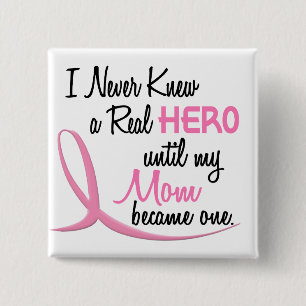 Badge Carré 5 Cm MAMAN de héros de CANCER DU SEIN