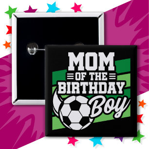 Badge Carré 5 Cm Maman de l'enfant fêté pour une fête de foot pour