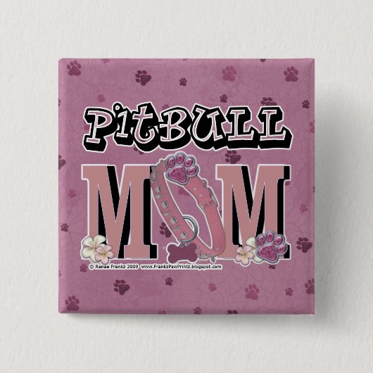 Badge Carré 5 Cm MAMAN de Pitbull (Devant)
