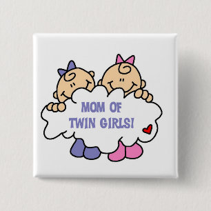Badge Carré 5 Cm Maman de Twin Girls Tshirts et cadeaux