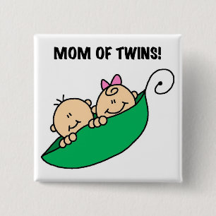 Badge Carré 5 Cm Maman de Twins-Peas dans un Pod Tshirts et cadeaux