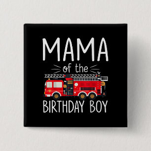 Badge Carré 5 Cm Maman du garçon d'anniversaire Camion d'incendie p