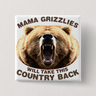 Badge Carré 5 Cm Maman Grizzlies