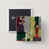 Badge Carré 5 Cm Maman, j'ai nettoyé ma pièce ! (Devant & derrière)