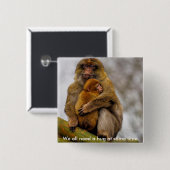 Badge Carré 5 Cm Maman macaque barbare et bébé (Devant & derrière)