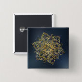 Badge Carré 5 Cm Mandala d'or (Devant & derrière)
