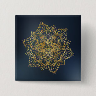 Badge Carré 5 Cm Mandala d'or