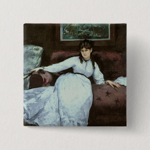 Badge Carré 5 Cm Manet   le repos, portrait de Berthe Morisot