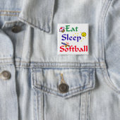Badge Carré 5 Cm Mange Sleep Softball (En situation)