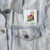 Badge Carré 5 Cm Manger de la pastèque (En situation)