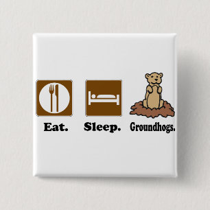 Badge Carré 5 Cm Manger Dormir Marmottes