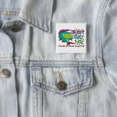 Badge Carré 5 Cm Mangez-juste moi (En situation)