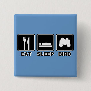 Badge Carré 5 Cm Mangez l'oiseau de sommeil (les poubelles)