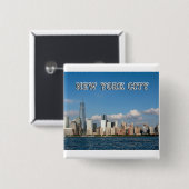Badge Carré 5 Cm Manhattan Skyline (Devant & derrière)