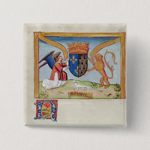 Badge Carré 5 Cm Manteau des bras d'Anne de la Bretagne 1515