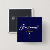 Badge Carré 5 Cm Manuscrit de Cincinnati (Devant & derrière)