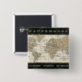 Badge Carré 5 Cm Mappemonde (Devant & derrière)