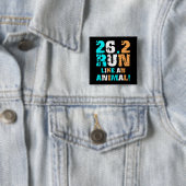 Badge Carré 5 Cm Marathon 26,2 drôle (En situation)