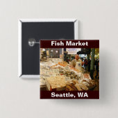 Badge Carré 5 Cm Marché aux poissons Seattle Washington (Devant & derrière)