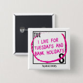 Badge Carré 5 Cm Mardi et jours fériés (Devant & derrière)
