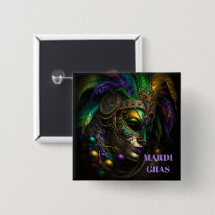 Badge Carré 5 Cm Mardi Gras