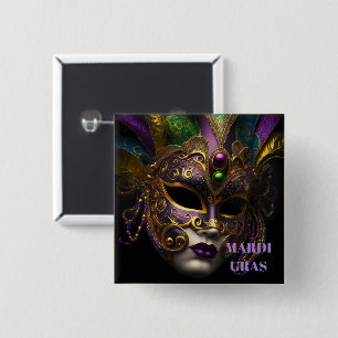 Badge Carré 5 Cm Mardi Gras