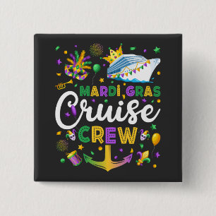 Badge Carré 5 Cm Mardi Gras Carré rond correspondant aux équipages