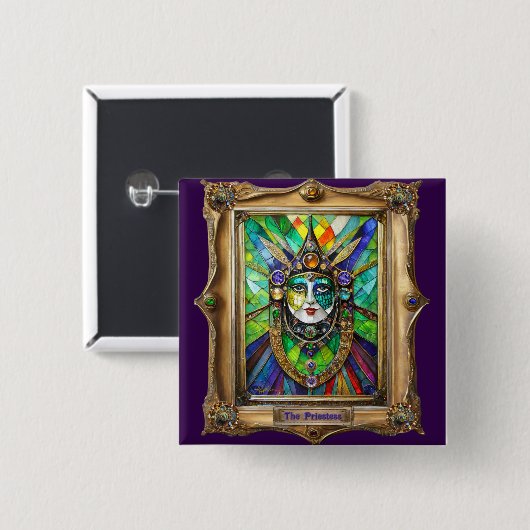 Badge Carré 5 Cm Mardi Gras Realm Portraits - La Prêtre (Devant & derrière)