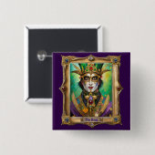Badge Carré 5 Cm Mardi Gras Realm Portraits - Le Roi (Devant & derrière)