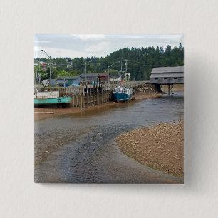Badge Carré 5 Cm Marée basse à la baie de Fundy à St. Martins, Nouv