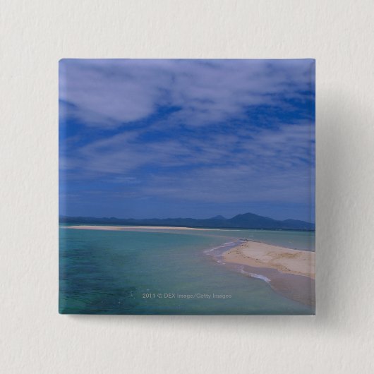 Badge Carré 5 Cm Marée basse à la plage (Devant)