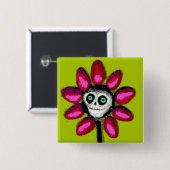 Badge Carré 5 Cm Marguerite morte 2 (Devant & derrière)