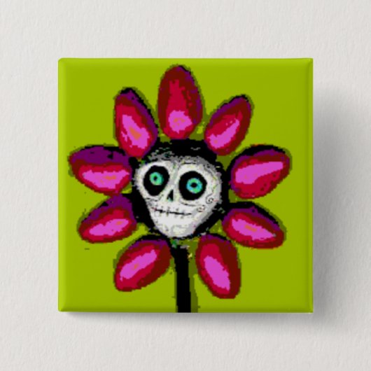 Badge Carré 5 Cm Marguerite morte 2 (Devant)