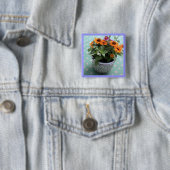 Badge Carré 5 Cm Marguerites de pot d'étain (En situation)