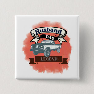 Badge Carré 5 Cm Mari Papa Conducteur de Camion Légende L'Ultime To