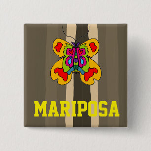 Badge Carré 5 Cm mari[posa bouton de dessin animé