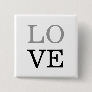 Badge Carré 5 Cm Mariage Amour Écriture Grise Noire 