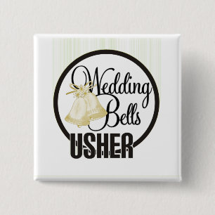 Badge Carré 5 Cm Mariage Bells Usher