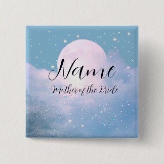 Badge Carré 5 Cm Mariage céleste de rêve baigné de clair de lune