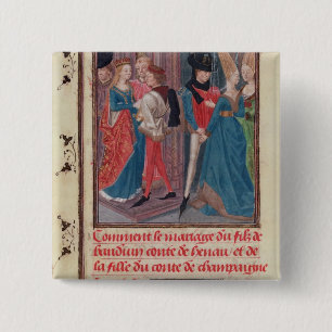 Badge Carré 5 Cm Mariage de Baldwin VI et Marie