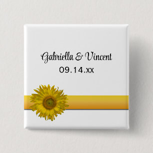 Badge Carré 5 Cm Mariage de bande de tournesol