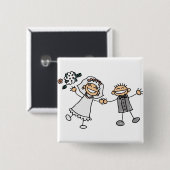 Badge Carré 5 Cm Mariage de dessin (Devant & derrière)