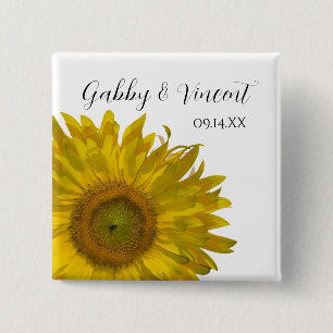 Badge Carré 5 Cm Mariage de tournesol jaune
