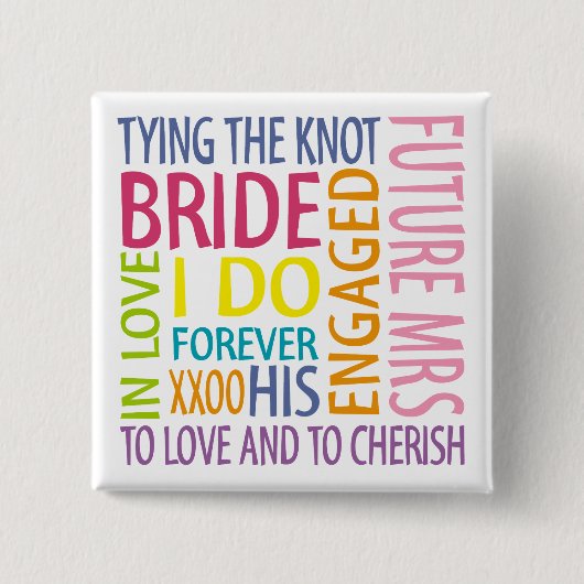 Badge Carré 5 Cm Mariage des sentiments de mariée (Devant)
