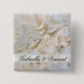 Badge Carré 5 Cm Mariage floral de carnation blanche (Devant)