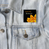 Badge Carré 5 Cm Mariage orange chaud de fleur de bouton de (En situation)