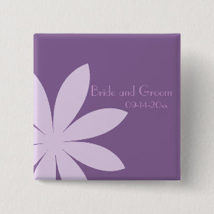 Badge Carré 5 Cm Mariage pourpre de marguerite