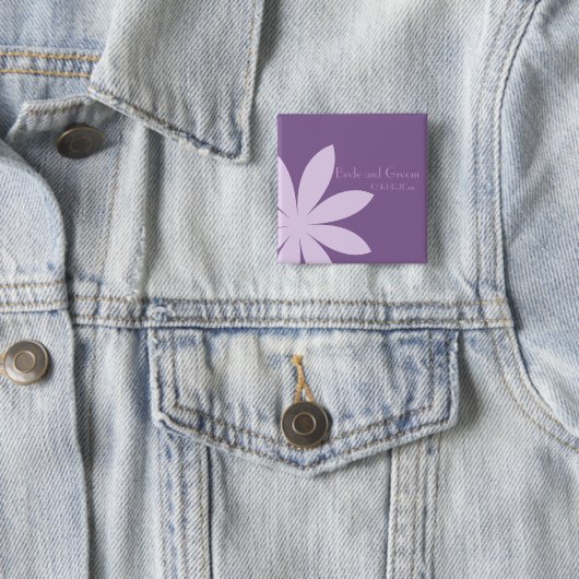 Badge Carré 5 Cm Mariage Purple Daisy (En situation)