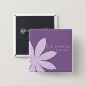 Badge Carré 5 Cm Mariage Purple Daisy (Devant & derrière)
