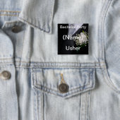 Badge Carré 5 Cm Mariage Usher (En situation)